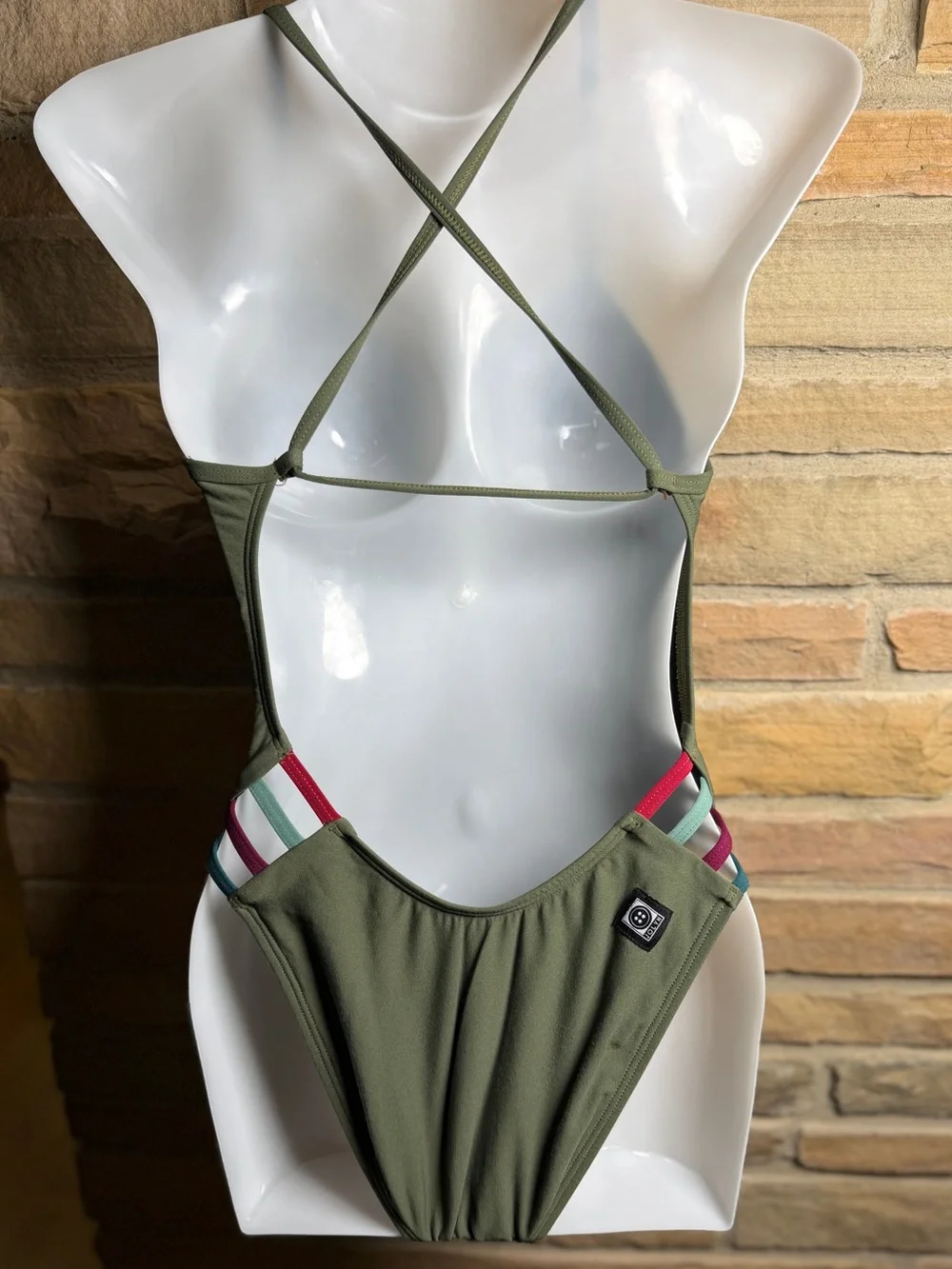 Jolyn Clothing Julian 2 Olive One-Piece Swimsuit with Thin Straps